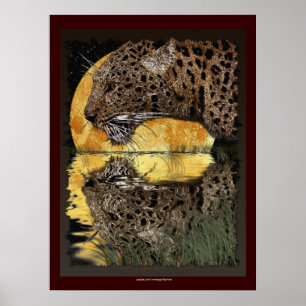 DRINK LEOPARD op SUNSET Art Poster
