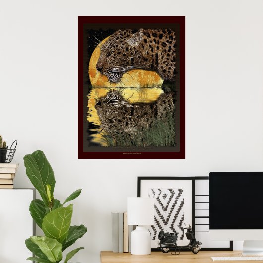 DRINK LEOPARD op SUNSET Art Poster (Thuiskantoor)