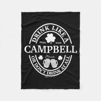Drink Like A Campbell Shamrock St Patricks Day  Fleece Deken