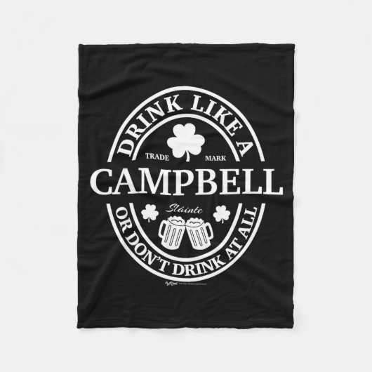 Drink Like A Campbell Shamrock St Patricks Day  Fleece Deken (Voorkant)
