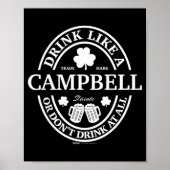 Drink Like A Campbell Shamrock St Patricks Day  Poster (Voorkant)