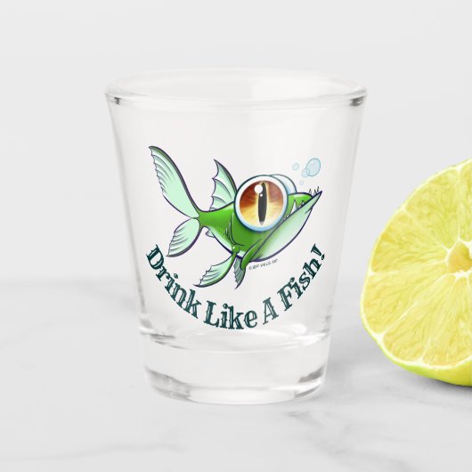 DRINK LIKE A FISH door Jeff Willis Art Shot Glas (Voorkant)