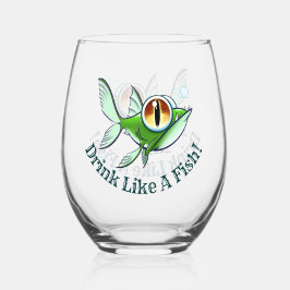 DRINK LIKE A FISH door Jeff Willis Art Wijnglas Zonder Voet