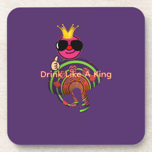 Drink Like a King Paars Bier Onderzetter