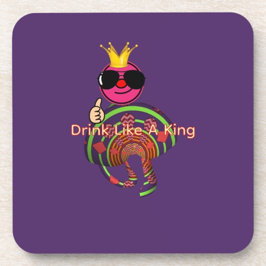 Drink Like a King Paars Bier Onderzetter (Voorkant)