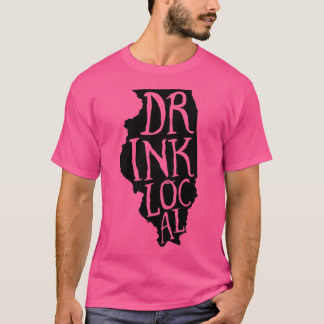 Drink Local Illinois State Outline Craft Beer T-shirt