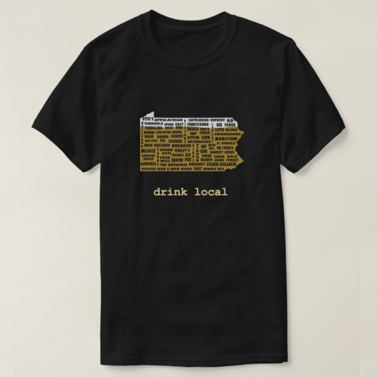 Drink lokaal (PA) essentieel T-shirt (Design voorkant)