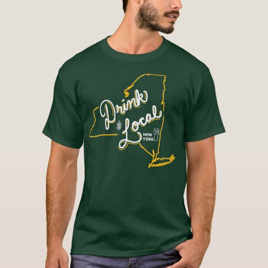 Drink lokale New York State Outline Craft Beer T-shirt (Voorkant)