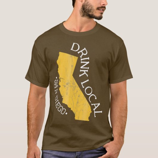 Drink Lokale San Diego CA Craft Beer Distsed T-shirt (Voorkant)