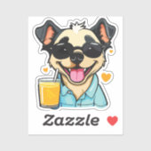 drink-loving dog sticker (Vel)