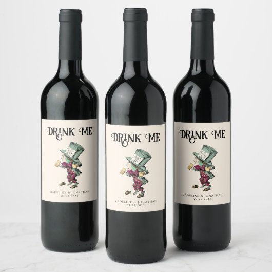  Drink Mad Hatter Wijn Etiket (Flessen)