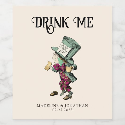  Drink Mad Hatter Wijn Etiket (Enkel label)