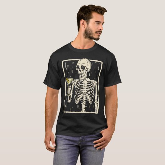 Drink Martini Tail Retro Halloween Kostuum T-shirt (Voorkant volledig)