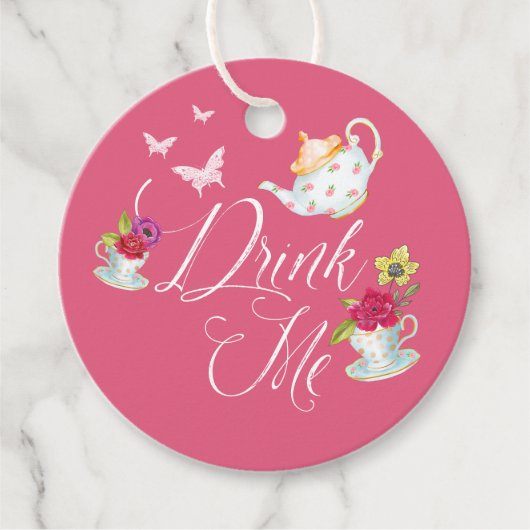 Drink Me Alice in Onederland Levendige Bloemen the Bedankjes Labels (Voorkant)