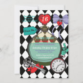 Drink me Alice in Wonderland Birthday Party Invite Kaart (Voorkant)