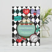 Drink me Alice in Wonderland Birthday Party Invite Kaart (Staand voorkant)