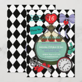 Drink me Alice in Wonderland Birthday Party Invite Kaart (Voorkant / Achterkant)
