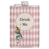 Drink me Alice in Wonderland Green Mauve Checkered Heupfles (Voorkant)