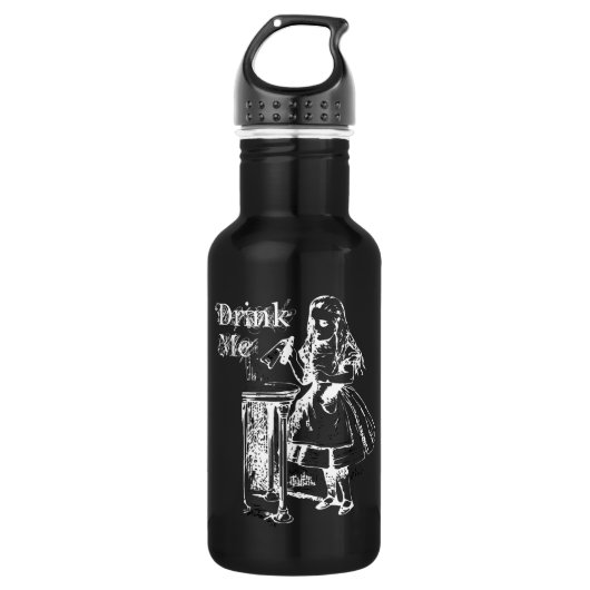 Drink me Alice in Wonderland  Illustratie Waterfles (Voorkant)