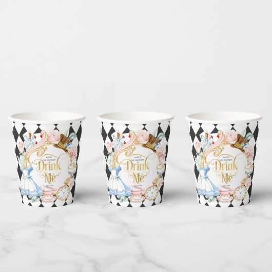 Drink me, Alice in Wonderland, meisje verjaardag Papieren Bekers (Multi)