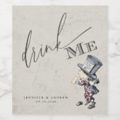 Drink me Alice in Wonderland Trouwwijn Wijn Etiket (Enkel label)