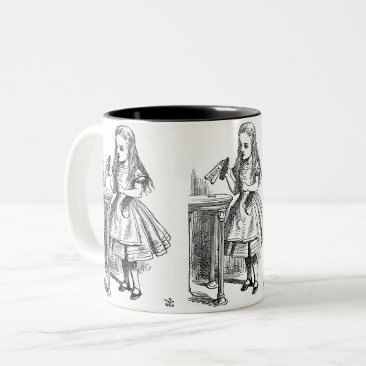 Drink me (Alice in Wonderland) Tweekleurige Koffiemok (Voorkant links)