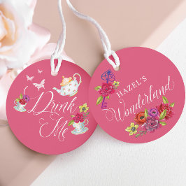Drink me Alice in Wonderland Vibrant Bloemen theek Bedankjes Labels