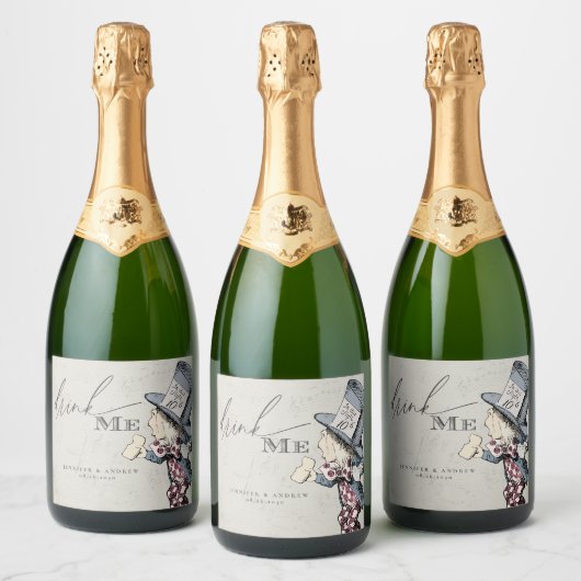 Drink me  Alice in Wonderland Wedding Champ Sparkling Wijnetiket (Flessen)