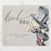 Drink me  Alice in Wonderland Wedding Champ Sparkling Wijnetiket (Enkel label)