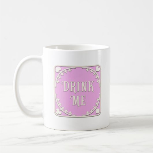 "Drink me" avonturen in het Wonderland Roze Emblem Koffiemok (Links)