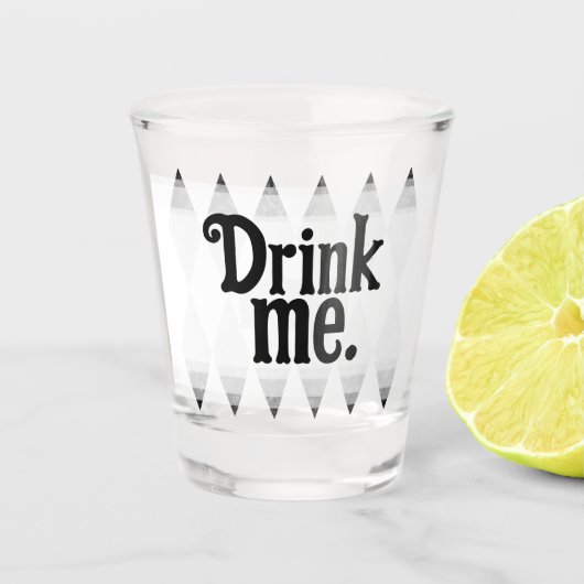 DRINK me Black White Harlequin Diamond Argyle Shot Glas (Voorkant)