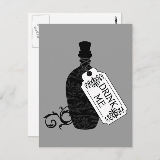 Drink me fles briefkaart (Voorkant / Achterkant)