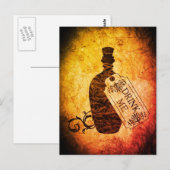 Drink me Fles Flame Briefkaart (Voorkant / Achterkant)