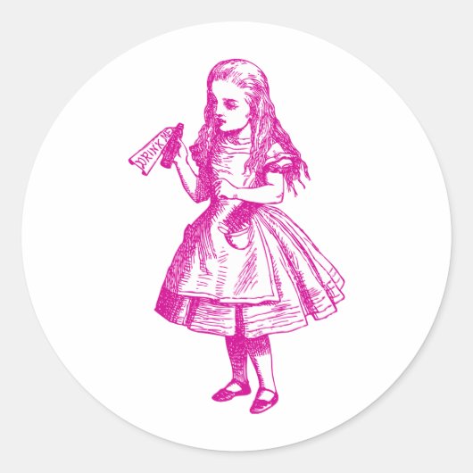 Drink me geïnkt roze ronde sticker (Voorkant)