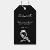 Drink Me Gotische Skelet Hand Zwarte Bachelorette Cadeaulabel (Achterkant)
