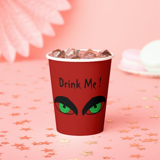 Drink me Halloween Evil Eyes Red Paper Cups Papieren Bekers (Insitu)