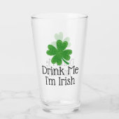 Drink Me, Ik ben Iers 4 Klaverblad St. Patrick's D Glas (Achterkant)