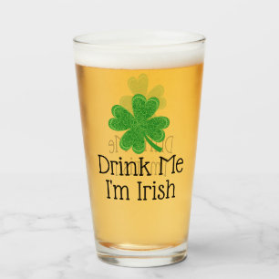 Drink Me, Ik ben Iers 4 Klaverblad St. Patrick's D Glas