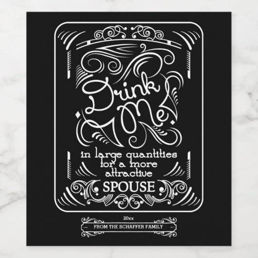 Drink me! In grote hoeveelheden, grappig Wijn Etiket (Enkel label)