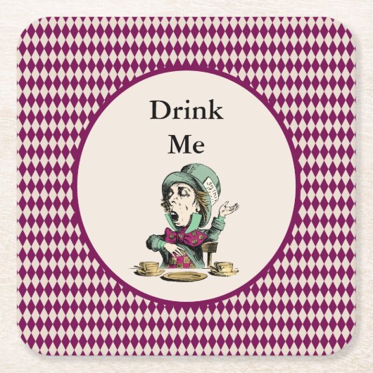 Drink me Mad Hatter Alice in Wonderland Kartonnen Onderzetters (Voorkant)