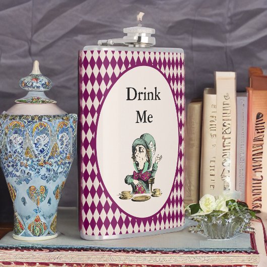 Drink me Mad Hatter Alice in Wonderland Magenta Heupfles