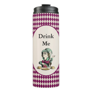 Drink me Mad Hatter Alice in Wonderland Magenta Thermosbeker