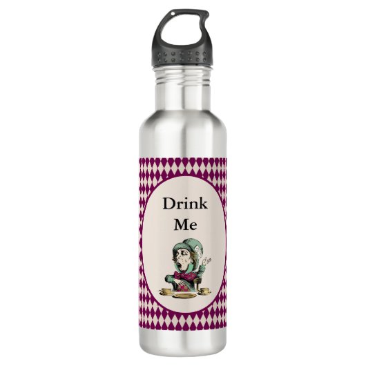 Drink me Mad Hatter Alice in Wonderland Magenta Waterfles (Voorkant)