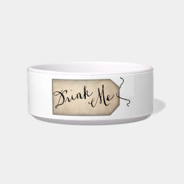 Drink me  papier Label kat water Bowl Voerbakje