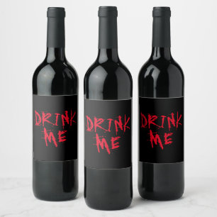 Drink me rode bloed typografie grappig Halloween Wijn Etiket