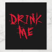 Drink me rode bloed typografie grappig Halloween Wijn Etiket (Enkel label)