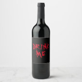 Drink me rode bloed typografie grappig Halloween Wijn Etiket (Voorkant)