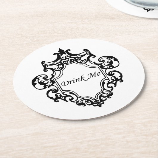 Drink me! ronde kartonnen onderzetter (Gebogen)