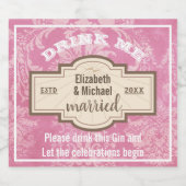 DRINK ME Roze Gin Bruilofts Viering Fles Cadeau Likeurfles Etiket (Enkel label)