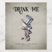  Drink me stoffig blauw gekke hatter wijn Wijn Etiket (Enkel label)